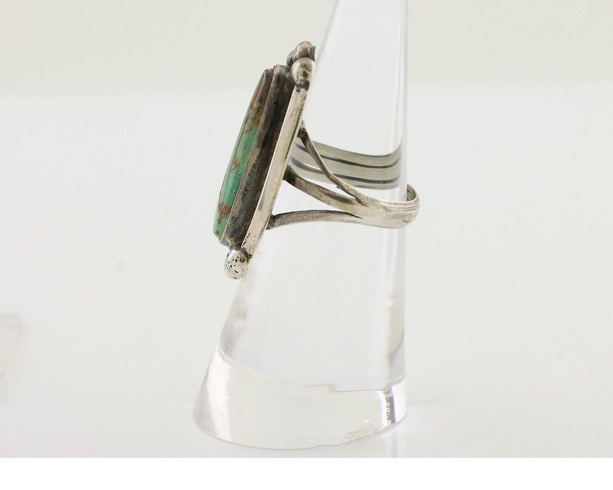 Navajo Turquoise Ring 925 Silver Native Artist Signed Sunrise Size 6.0 C.80's