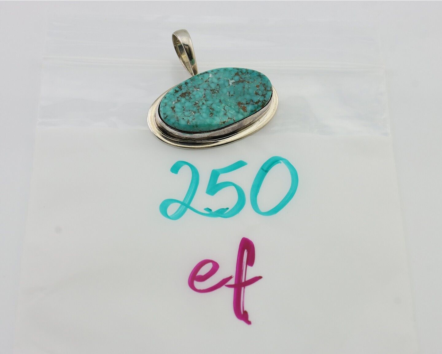 Navajo Mine 8 Turquoise Pendant 925 Silver Signed Doug Zachary C.80's