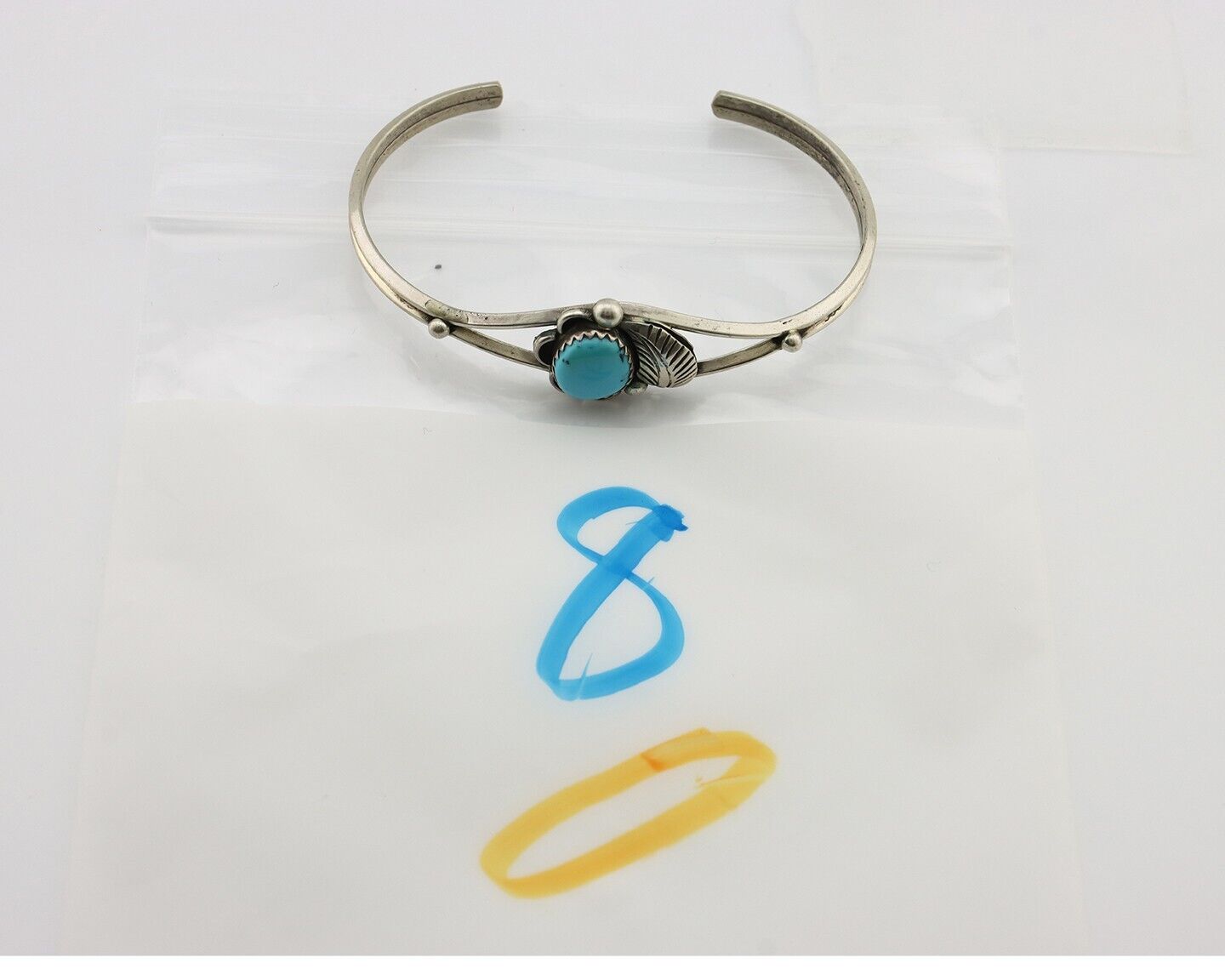 Navajo Handmade Bracelet 925 Silver Natural Blue Turquoise Native American C80s