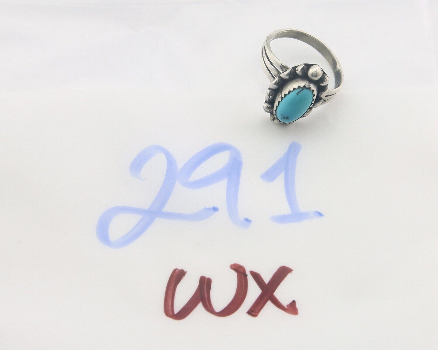 Navajo Ring 925 Sterling Natural Turquoise Native Artist C.80's Size 7.25