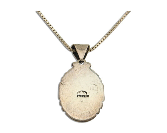 Navajo Necklace 925 Silver Natural Turquoise Artist Signed Sunrise C.80's