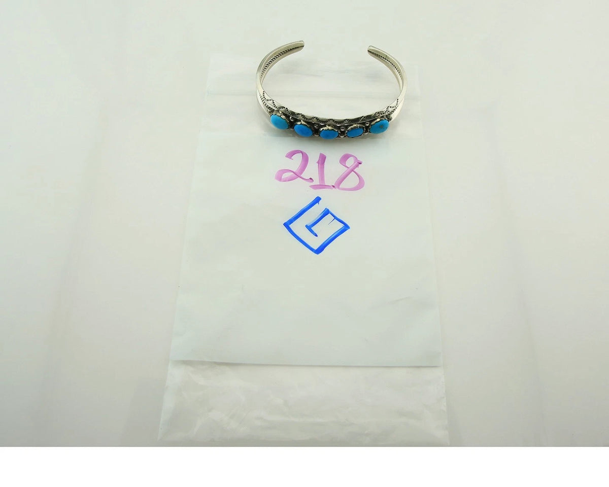 Navajo Cuff Bracelet 925 Sterling Silver Turquoise Handmade Vintage Signed R