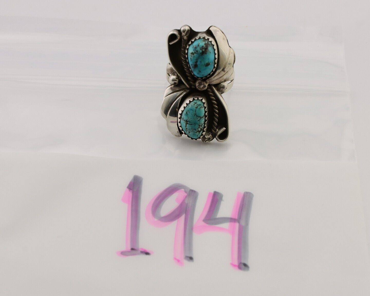 Navajo Handmade Ring 925 Silver Natural Tuquoise Artist Signed R Begay C.80's