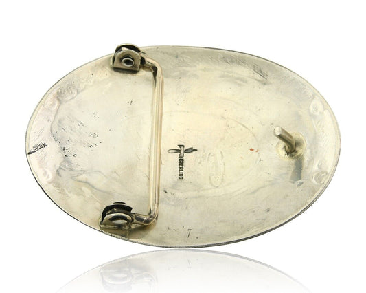 Navajo Belt Buckle 925 Sterling Silver Artist Signed Gene Gibson 2x3 in C.80's