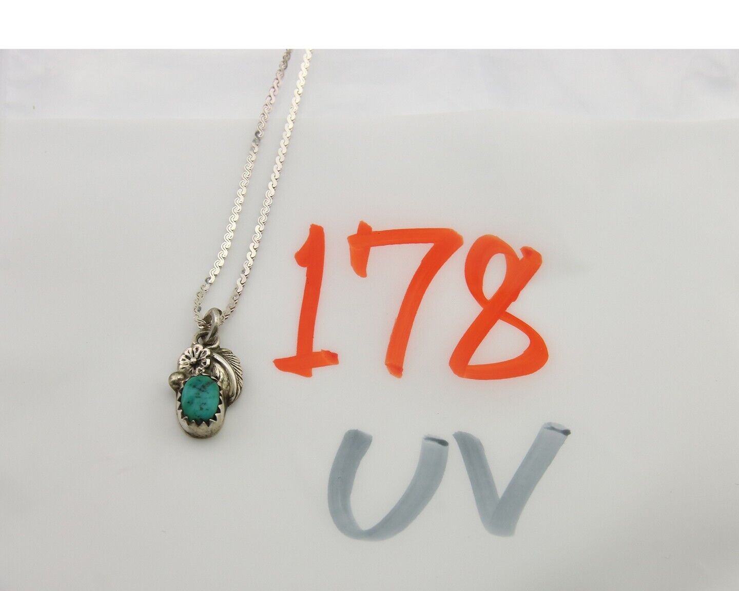 Navajo Necklace 925 Silver Natural Turquoise Artist Signed ALV C.80's