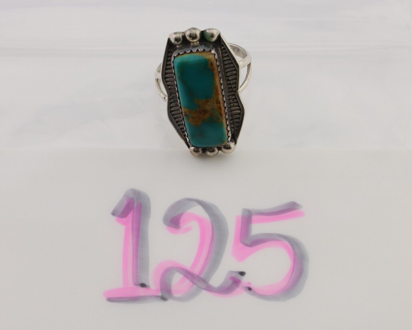 Navajo Ring 925 Silver Natural Blue Turquoise Artist Signed Doug Zachary C.80's