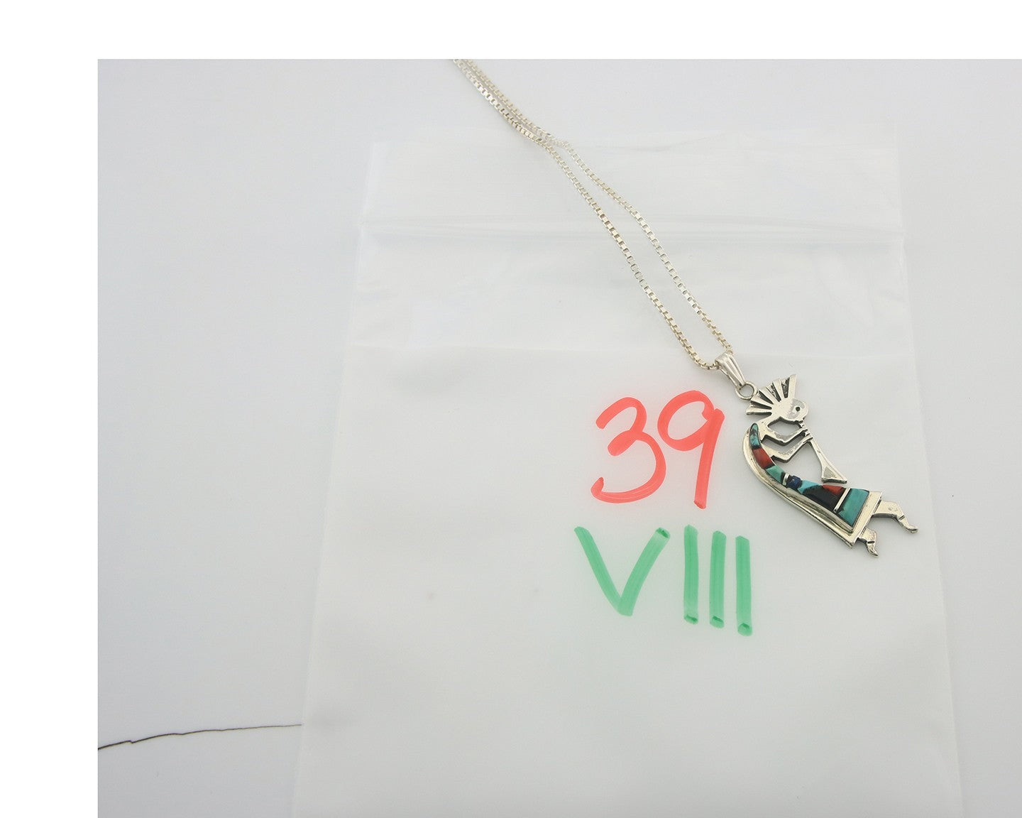 Navajo Kokopelli Necklace Sterling Silver Authentic Natural Gemstone