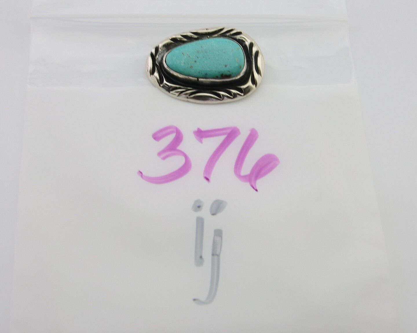 Navajo Pin 925 Silver Natural Mined Turquoise Artist Signed C Montoya C.80's