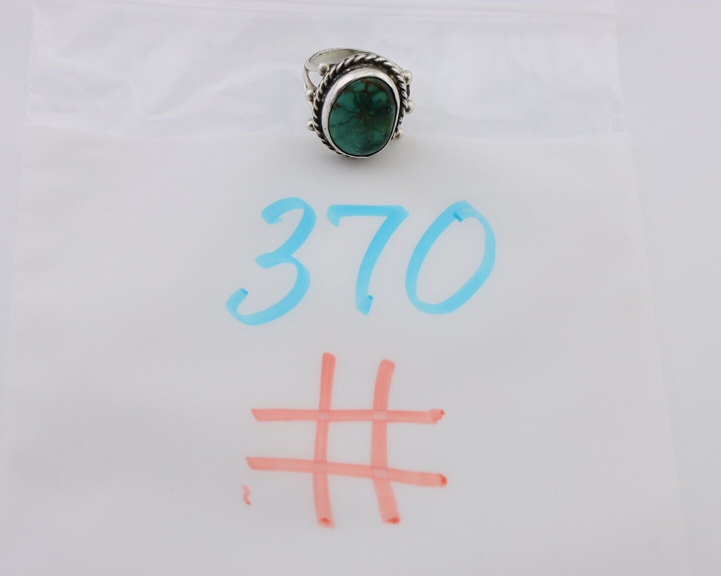 Navajo Ring 925 Silver Natural Blue Turquoise Artist Signed MC C.80's
