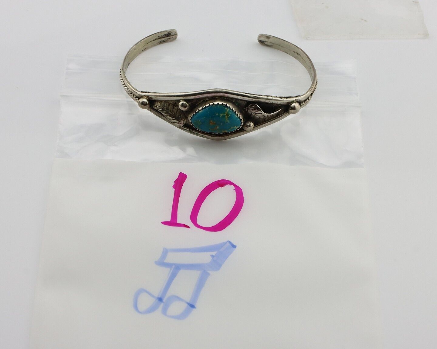 Navajo Bracelet 925 Silver Kingman Turquoise Native American Artist C.80's