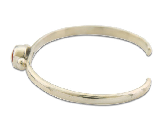 Navajo Bracelet .925 Silver Mediterranean Red Coral Cuff Native Artist C.80's