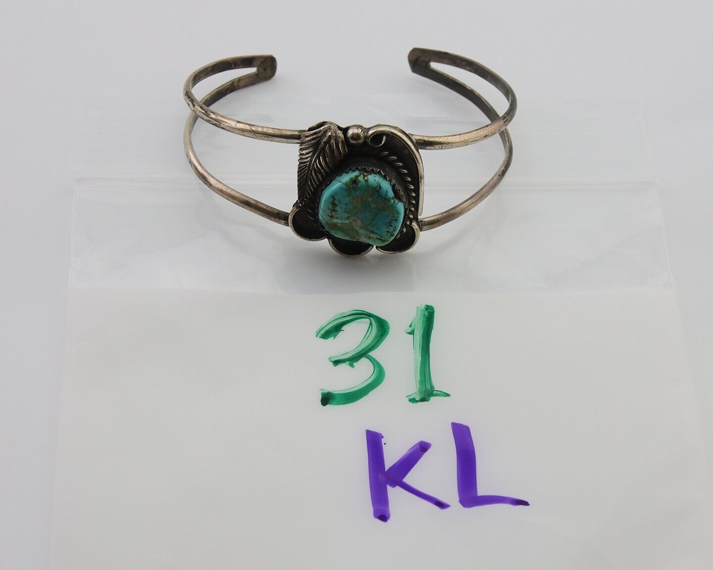 Navajo Bracelet 925 Silver Blue Turquoise Native American Artist C.80's