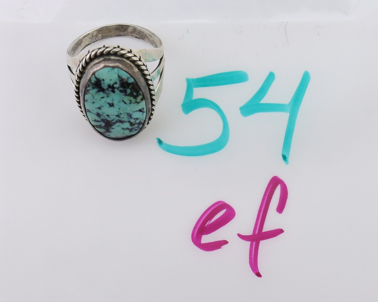 Navajo Ring 925 Silver Turquoise Native American Artist Size 7.75 C.80's