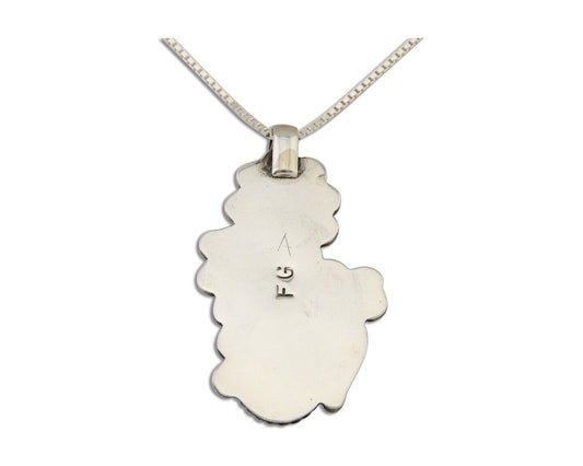 Navajo Necklace 925 Silver Natural Turquoise Artist Signed Fred Guerro C.80's