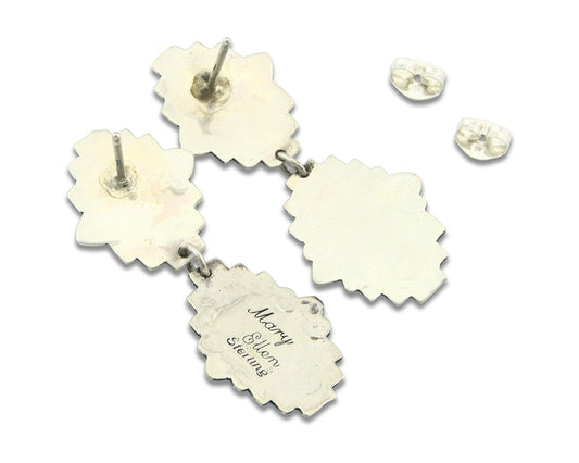 Navajo Earrings Sterling Silver Lapis & Truquoise Vintage Signed Mary Ellen