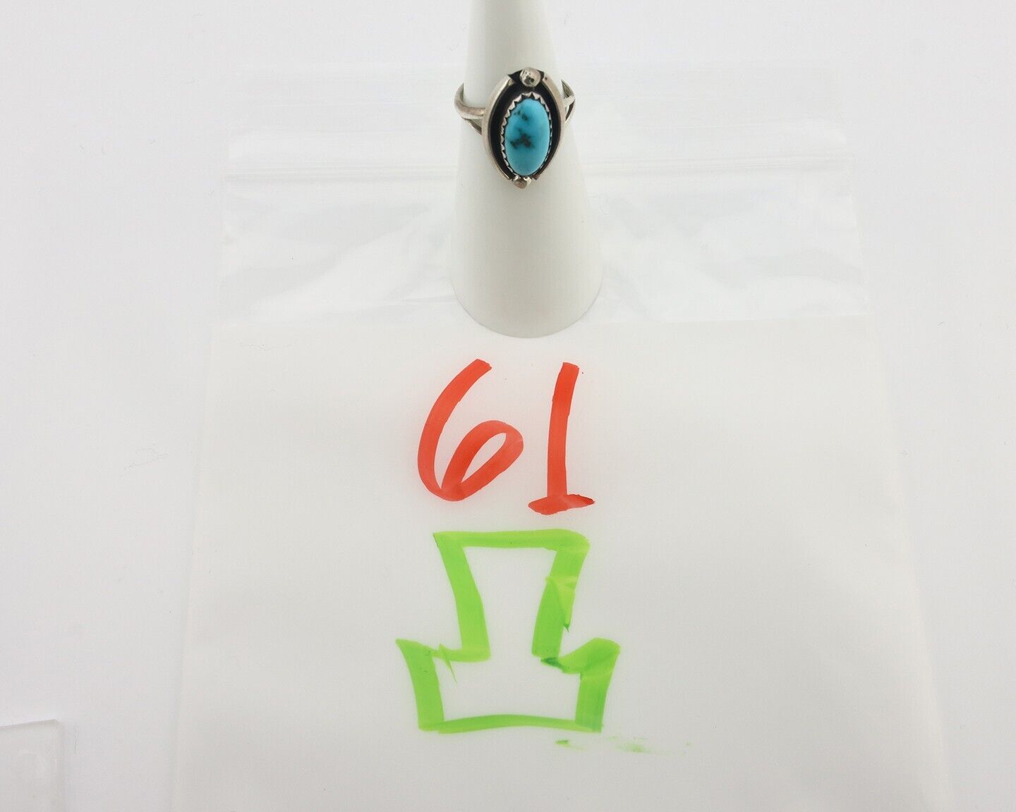 Navajo Ring 925 Silver Sleeping Beauty Artist Signed Sky Stone Creations C.80's
