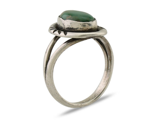 Navajo Ring 925 Silver Kingman Turquoise Native American Artist C.80's