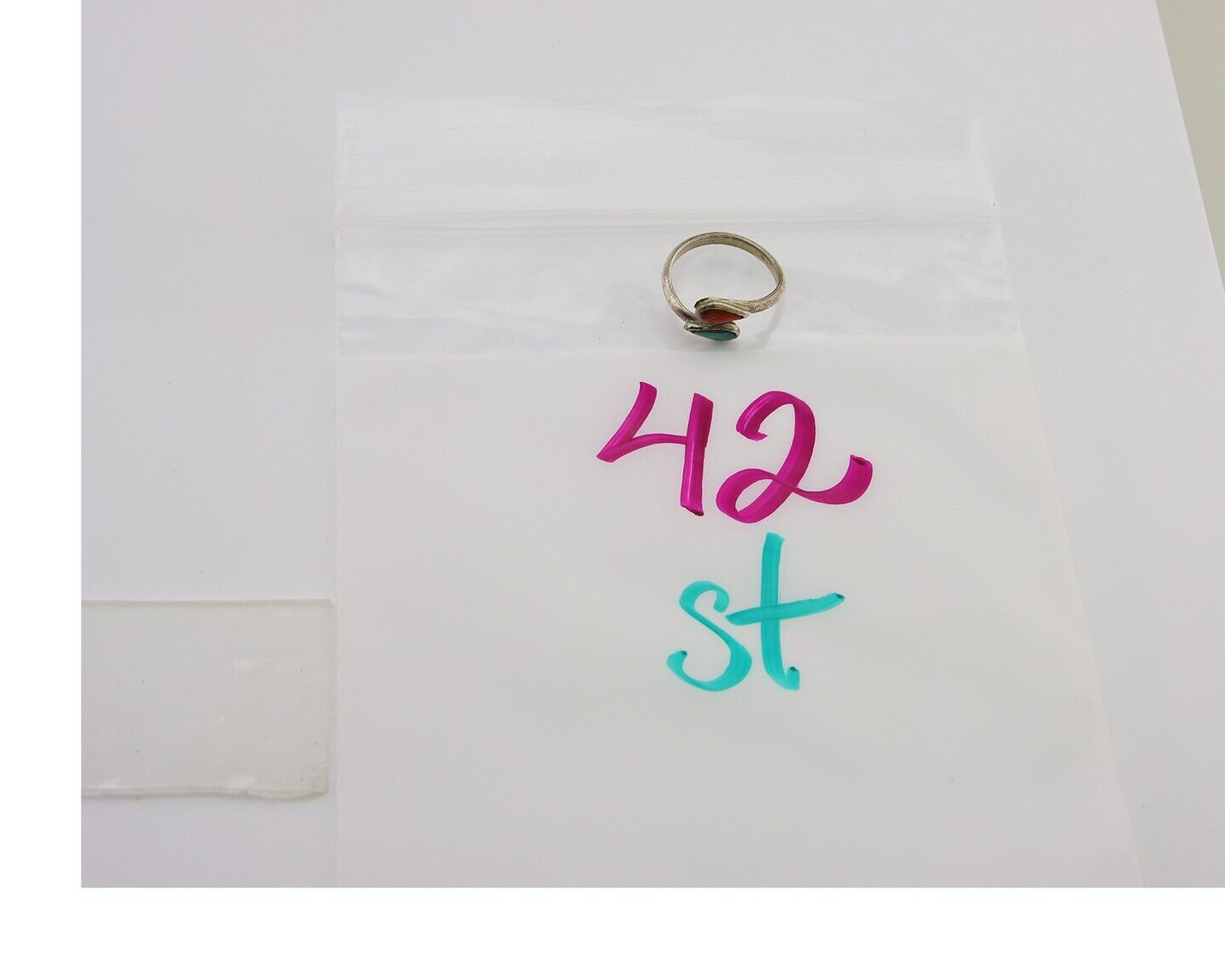 Navajo Handmade Ring 925 Silver Turquoise & Coral Native Artist C.80's