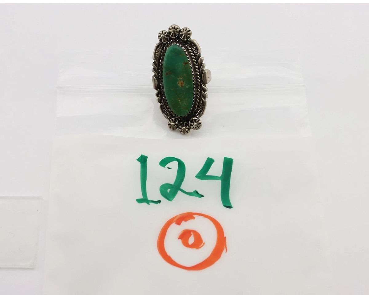 Navajo Ring .925 Silver Manassas Turquoise Native American Artist C.80's
