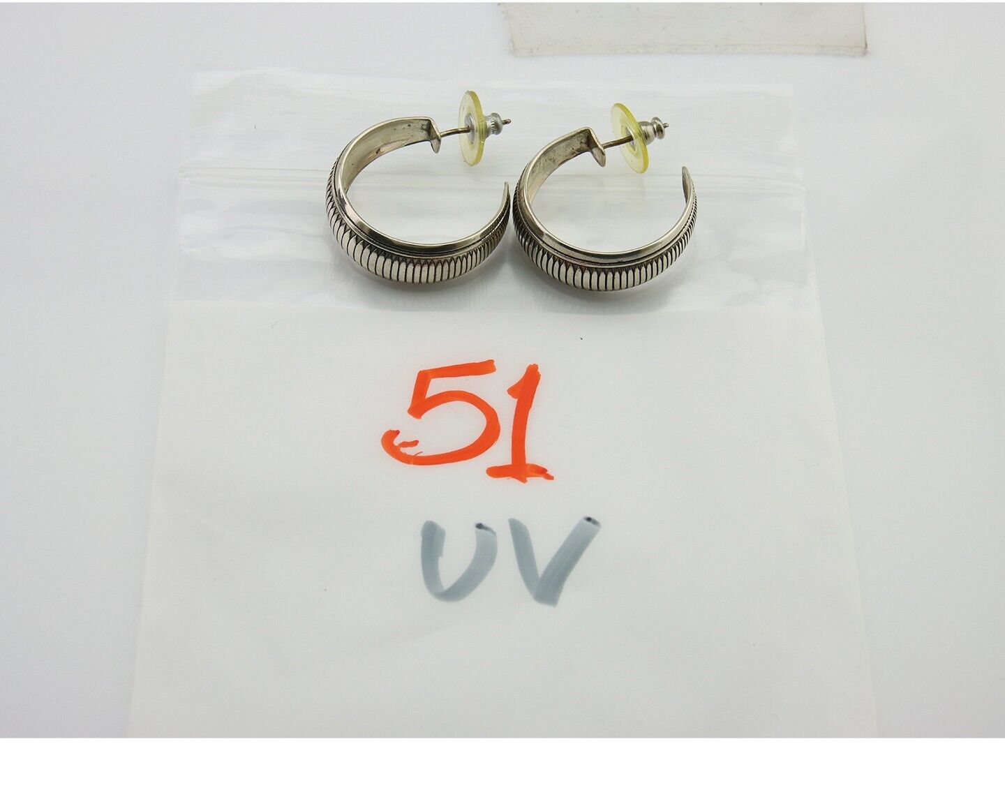 Navajo Earrings 925 Silver Half Hoop Handmade Native American Artist C.80's