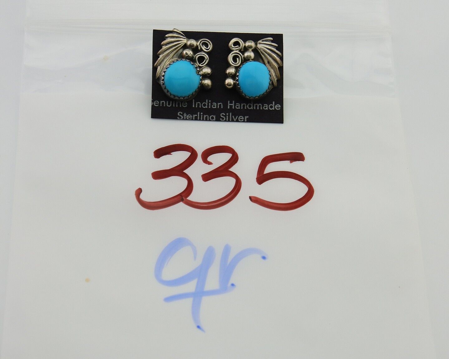 Navajo Dangle Earrings 925 Silver Natural Turquoise Native American Artist C80s