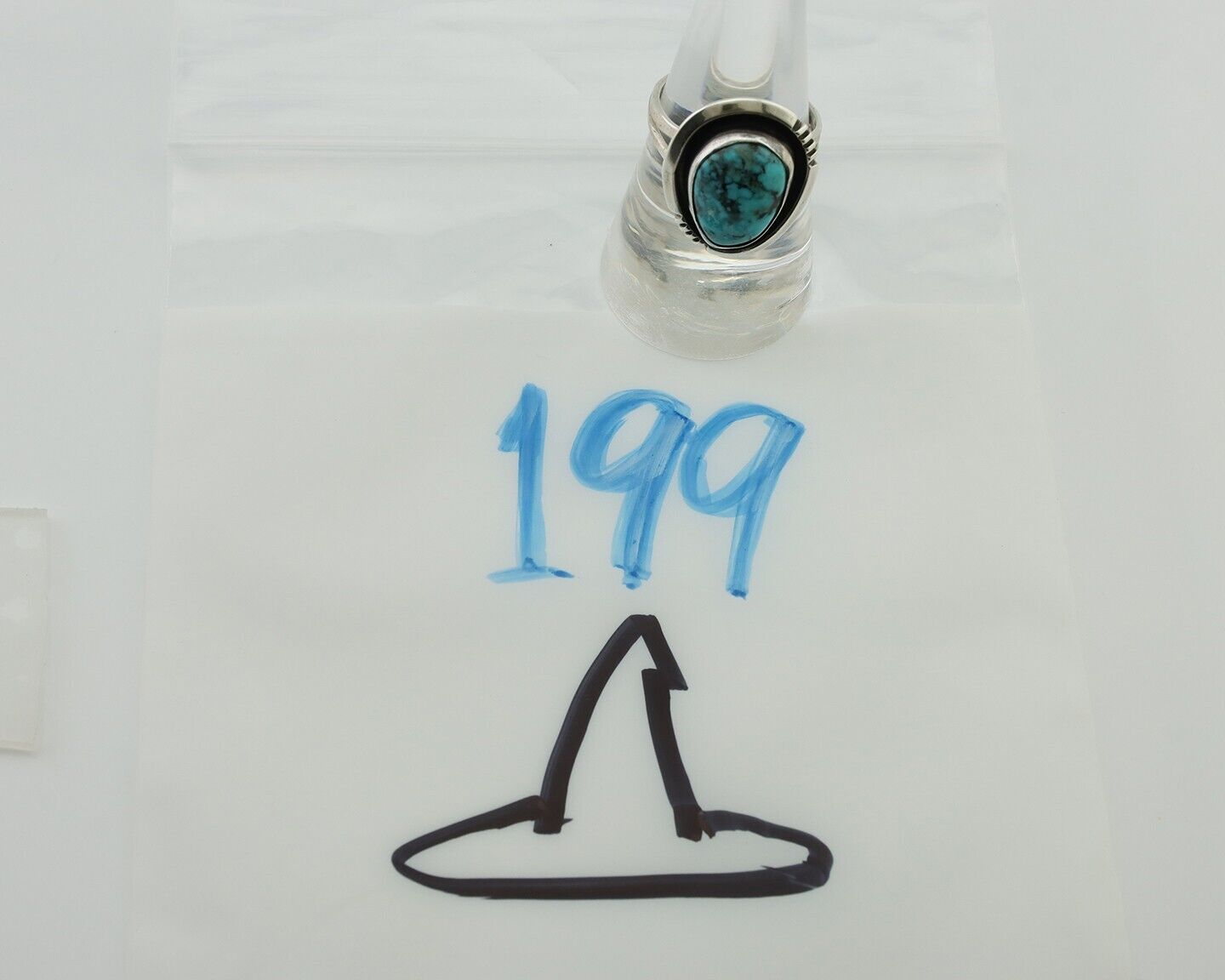Navajo Ring 925 Silver Natural Mined Blue Turquoise Native American Artist C80s