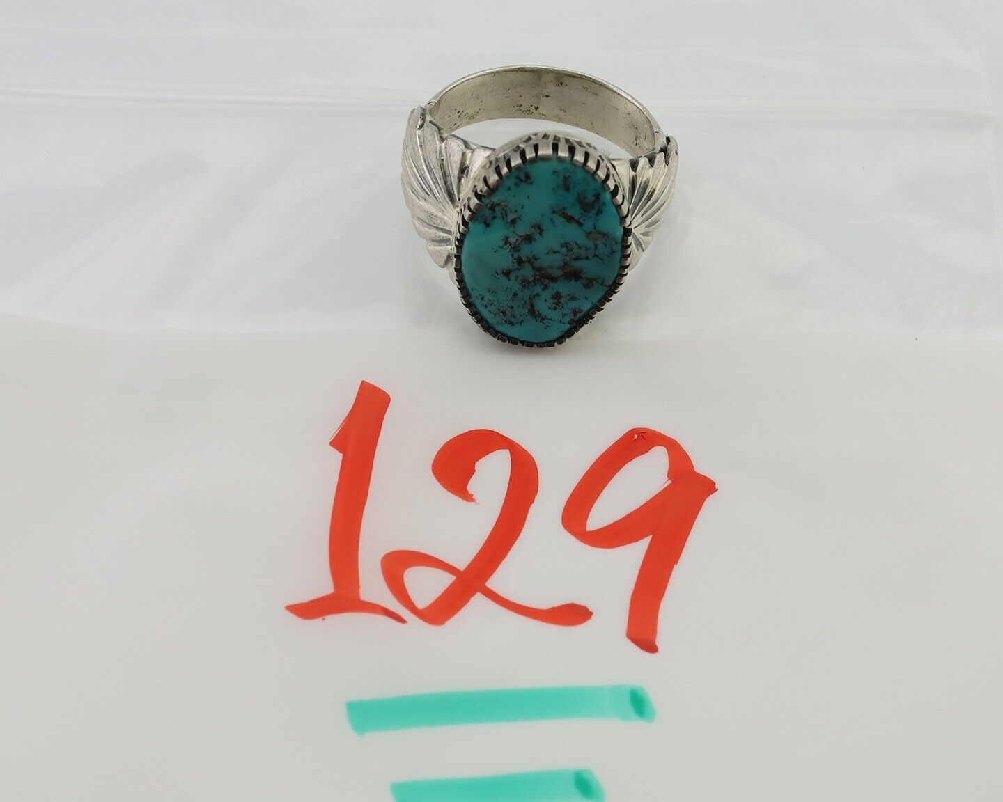 Navajo Ring 925 Silver Blue Sleeping Beauty Turquoise Artist Signed DK C.80's