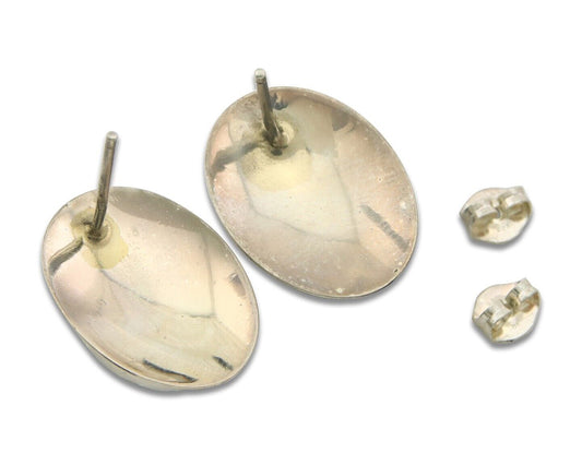 Navajo Earrings 925 Silver Natural Malachite Native American Artist C.80's