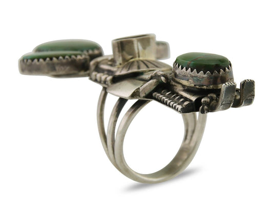 Navajo Kachina Ring 925 Silver Royston Turquoise Signed Broken Arrow C.80's