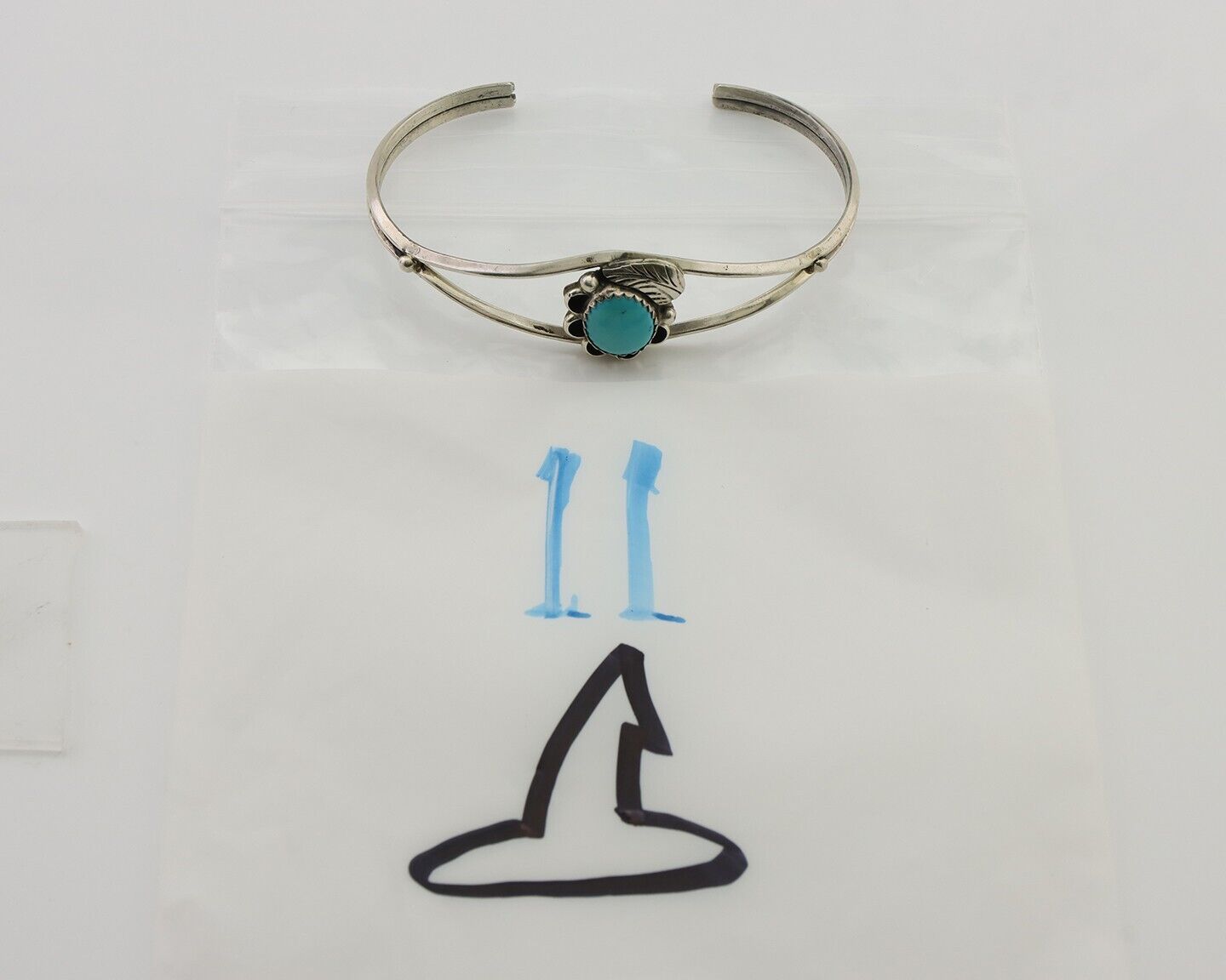 Navajo Handmade Bracelet 925 Silver Natural Blue Turquoise Native American C80's