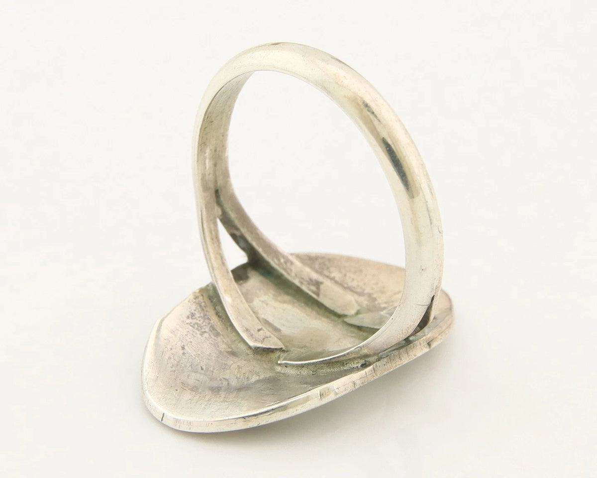 Navajo Bagger Paw Ring Sterling Silver Natural Gemstone Vintage Size 5.75