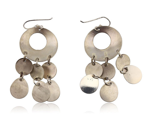 Navajo Dangle Handmade Earrings 925 Silver Blue Turquoise Native Artist C.80's