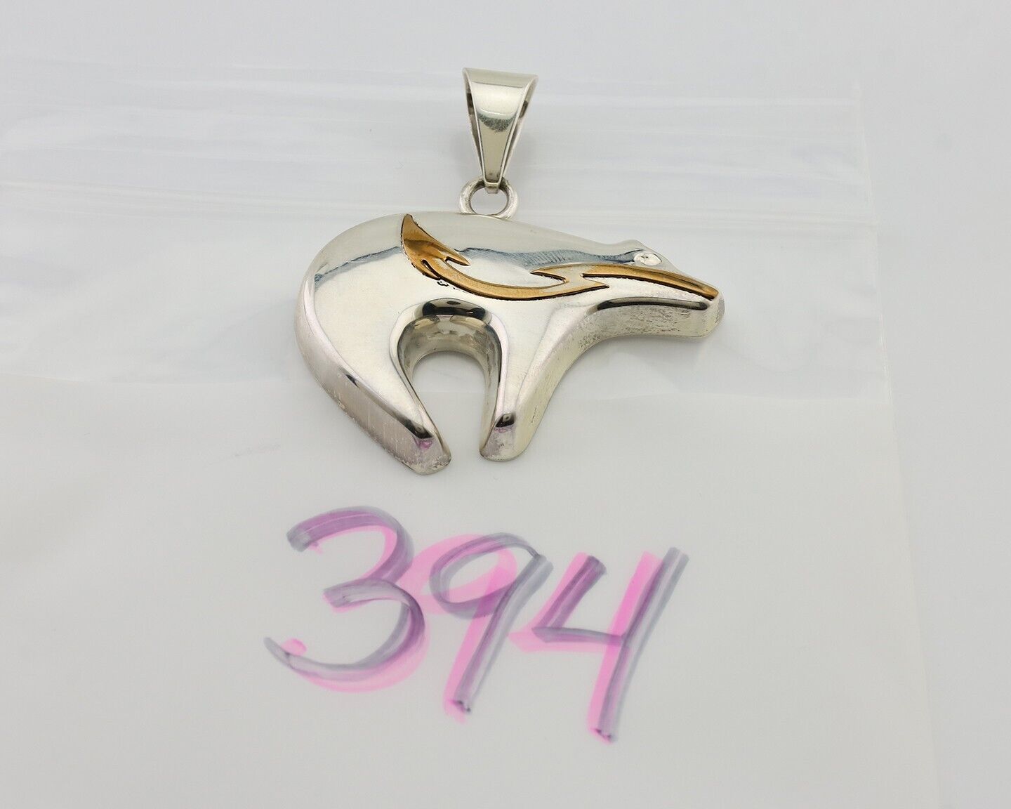 Navajo Spirit Bear Pendant 925 Sterling Silver Native Artist C.80's