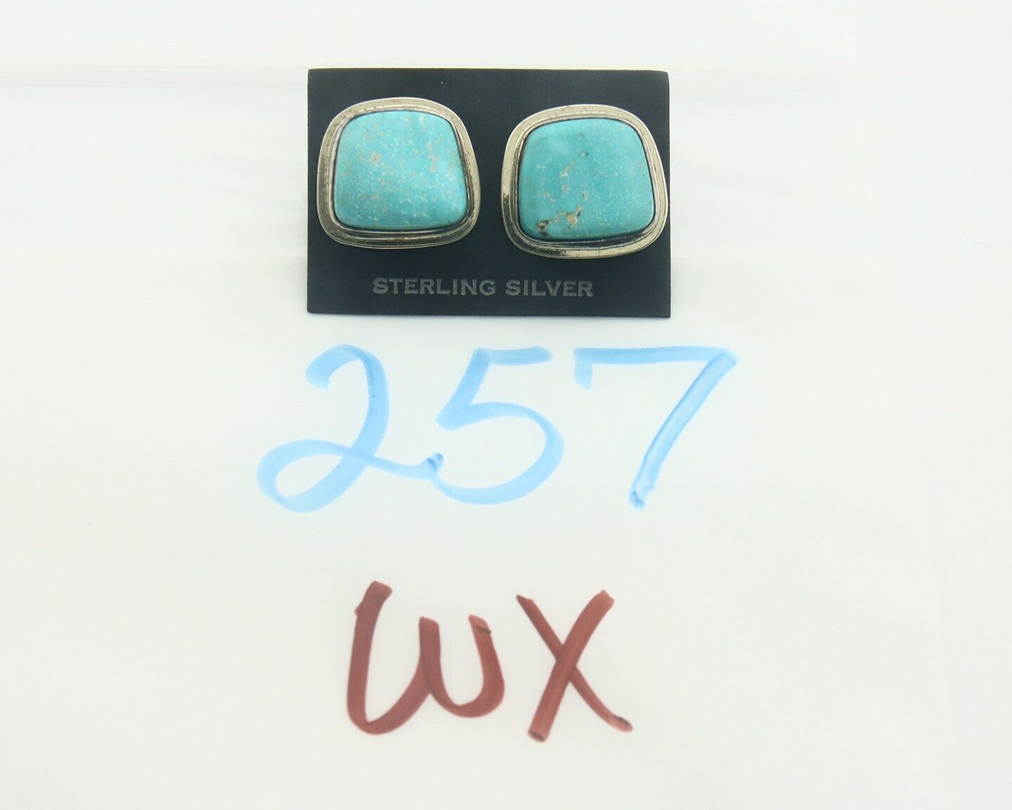Navajo Earrings 925 Silver Turquoise Native Artist Signed Doug Zachary C.80's