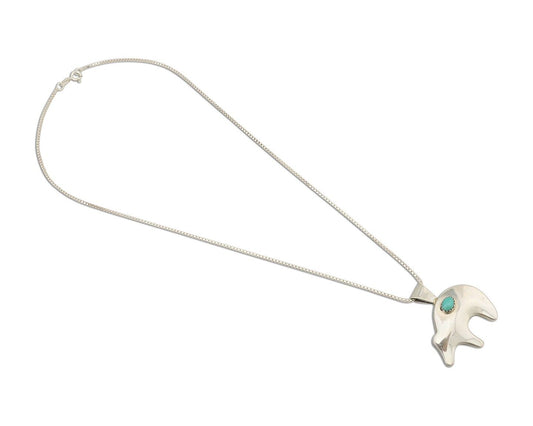 Navajo Spirit Bear Necklace Pendant 925 Sterling Silver Signed Nakai C.80's