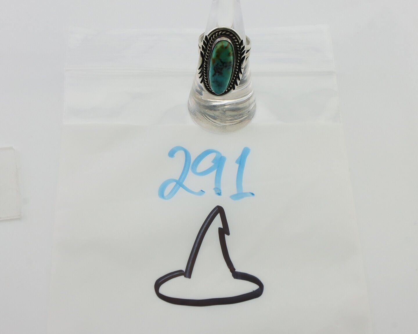Navajo Ring 925 Silver Natural Turquoise Signed M Begay C.80's