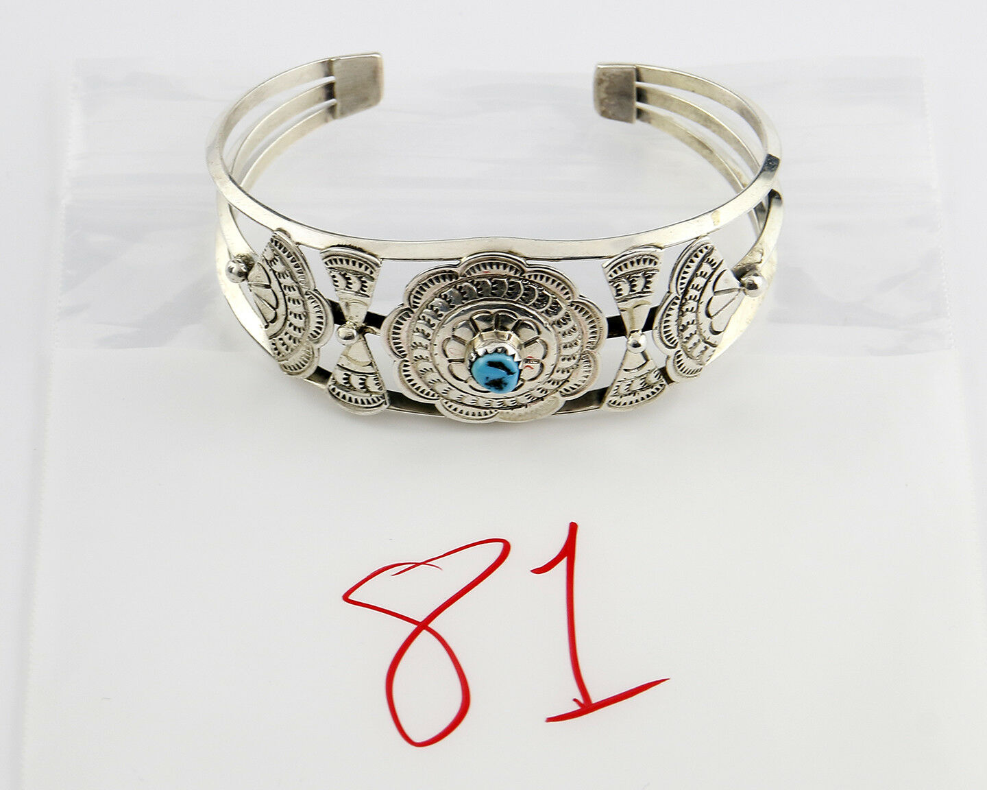 VTG Navajo Indian Artist Pricilla Apacheto Handmade .925 Silver Cuff