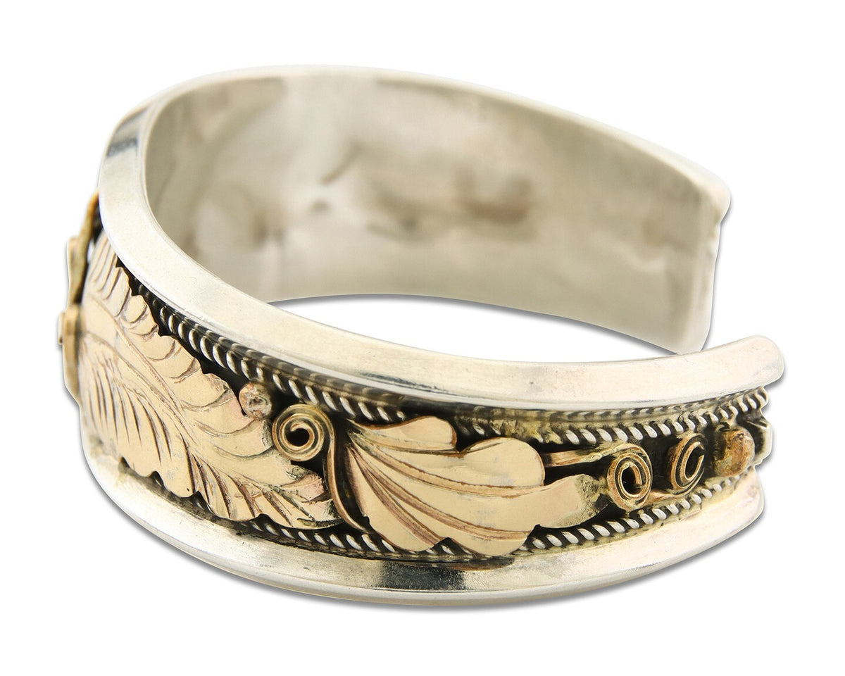 Navajo Bracelet 925 Silver & 12k Yellow Gold Filled Signed Justin Morris C.80's