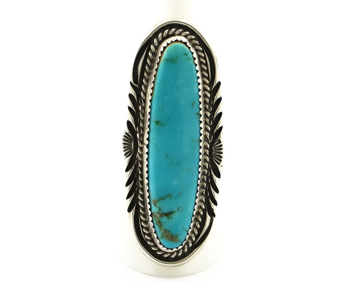 Navajo Ring 925 Silver Natural Mined Turquoise Artist Signed Mike Begay C.80's