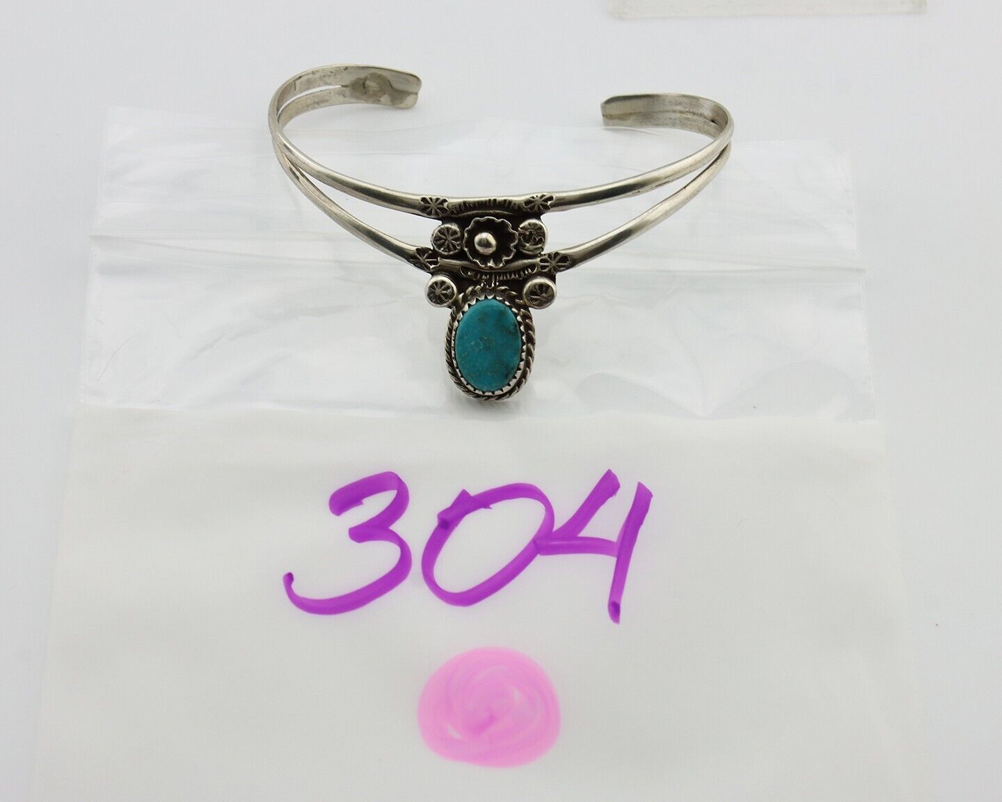 Navajo Bracelet 925 Silver Kingman Turquoise Artist Native American C.80's