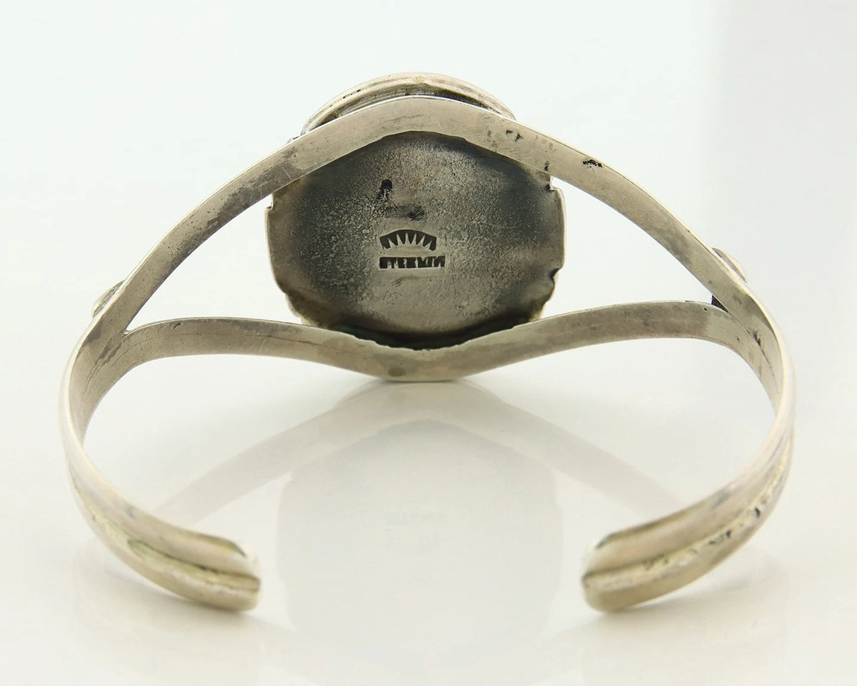 Navajo Cuff Bracelet 925 Sterling Silver Turquoise Vintage Signed Sun