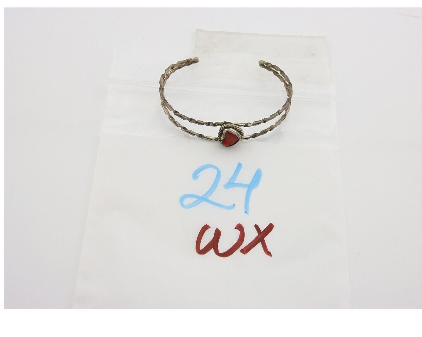 Navajo Bracelet .925 Silver Mediterranean Red Coral Cuff Native Artist C.80's