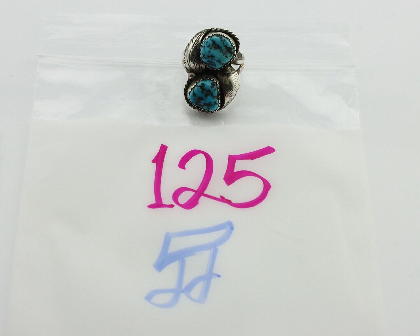 Navajo Ring 925 Silver Sleeping Beauty Nugget Turquoise Native Artist C.80's