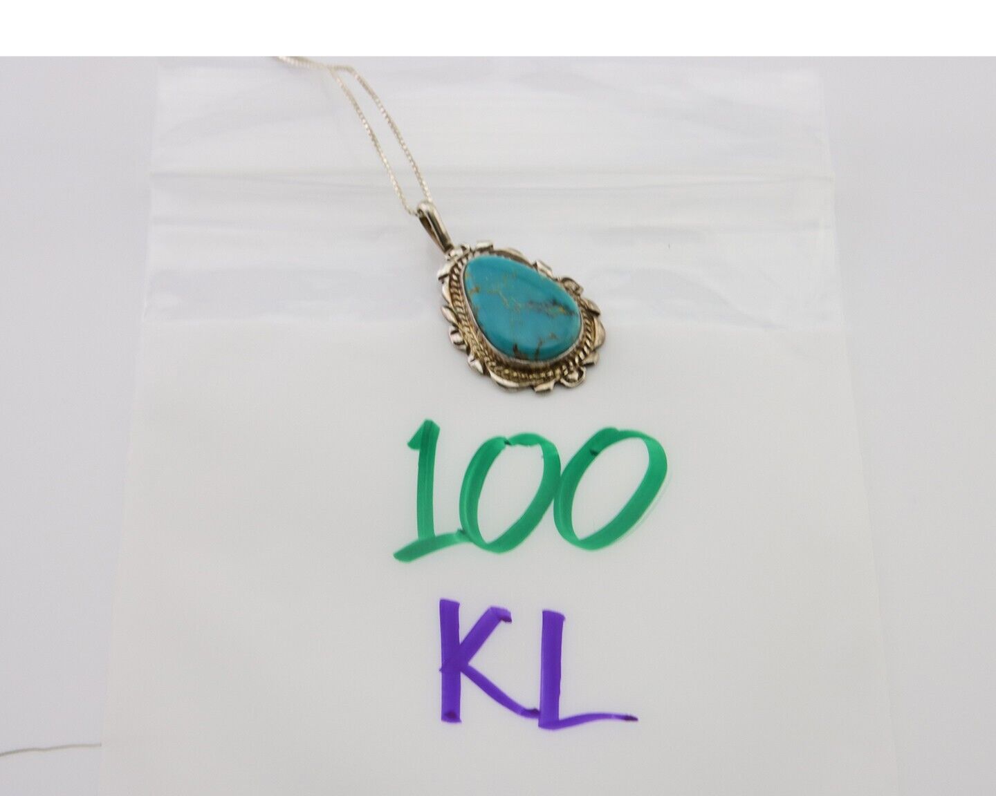 Navajo Necklace 925 Silver Natural Blue Turquoise Artist Signed TALHAT C.80s