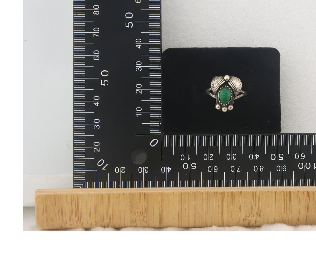 Vintage Navajo Ring 925 Sterling Authentic Traditional Malachite Size 5.75