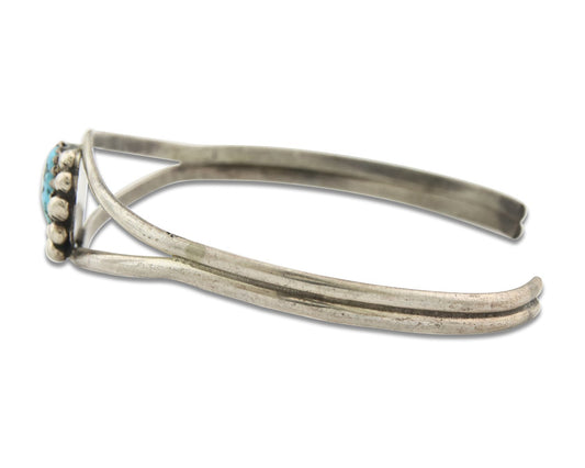 Vintage Navajo Bracelet 925 Silver Blue Turquoise Handmade Signed P