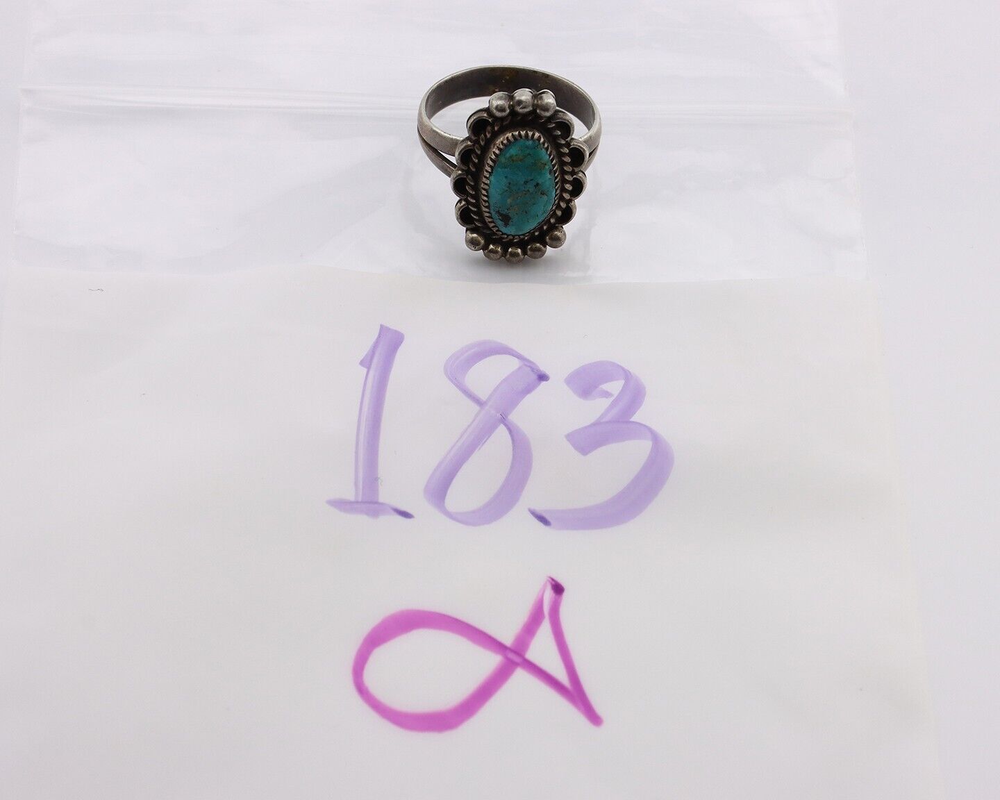 Navajo Ring 925 Silver Blue Turquoise Native American Artist C.80's
