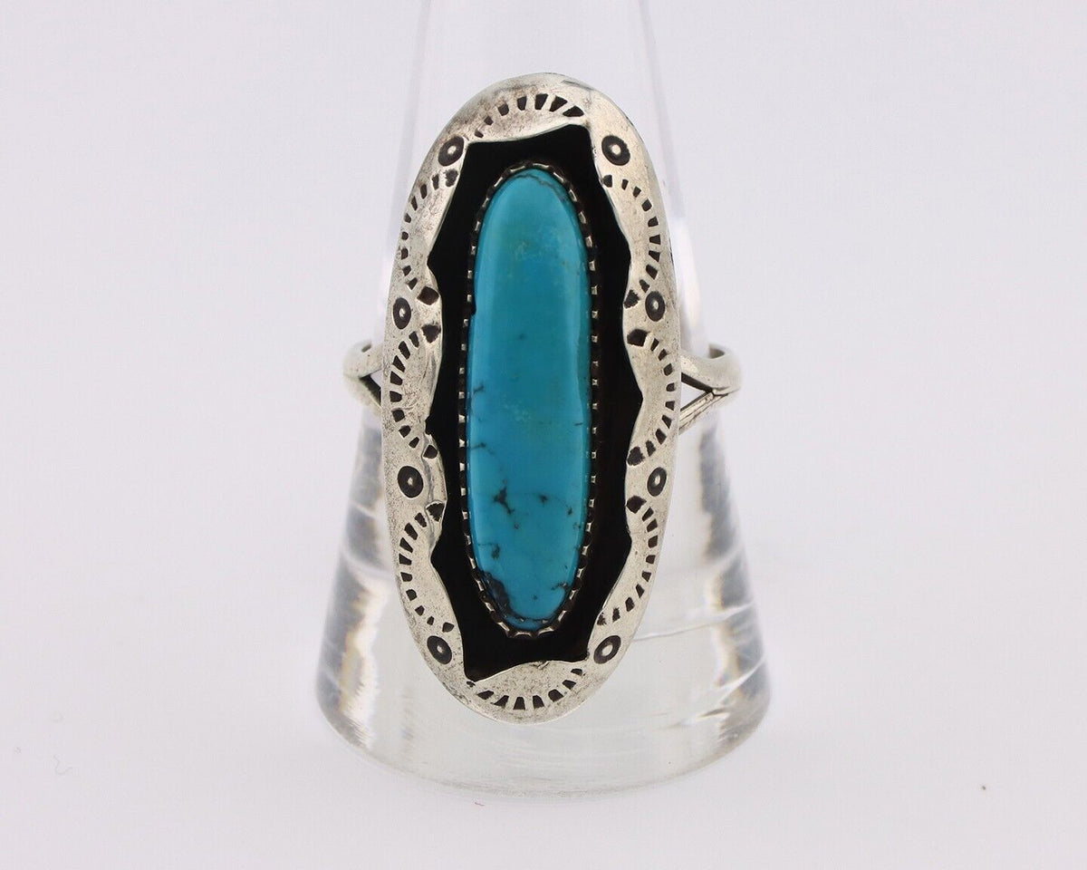 Navajo Ring 925 Silver Arizona Turquoise Artist Signed Windmill C.80's