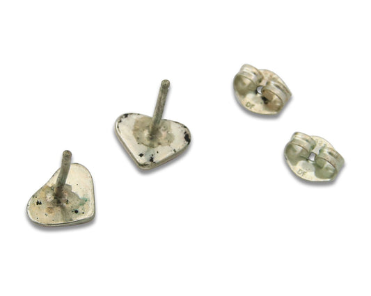 Navajo Heart Earrings Sterling Silver Natural Red Coral Vintage Handmade