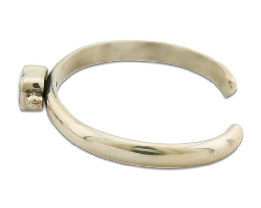 Navajo Bracelet .925 Silver Mediterranean Red Coral Cuff Native Artist C.80's